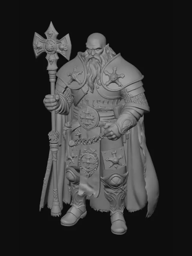 3D model for A dwarven cleric for Dungeons and dragons clad in full armor