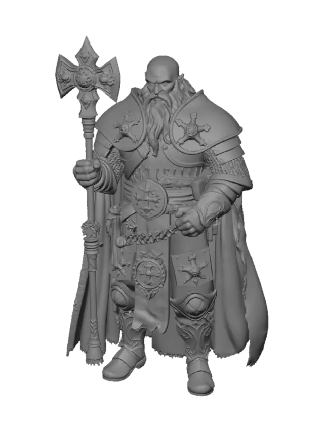 3D model for A dwarven cleric for Dungeons and dragons clad in full armor