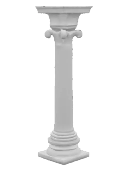 3D model for A Roman Corinthian Column with gold base and cap and white marble shaft.