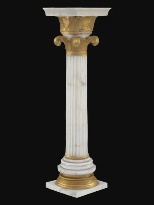 3D model for A Roman Corinthian Column with gold base and cap and white marble shaft.