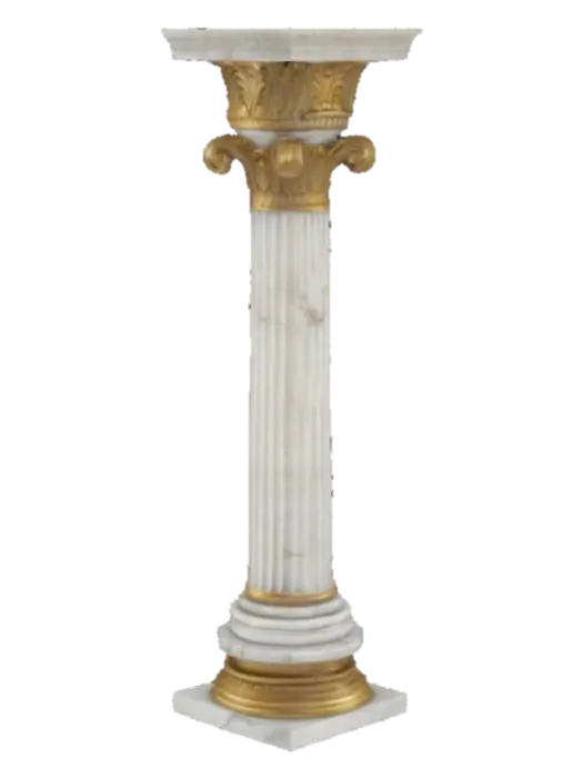 3D model for A Roman Corinthian Column with gold base and cap and white marble shaft.