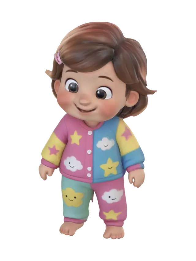3D model for Patchwork Star Pajama Girl