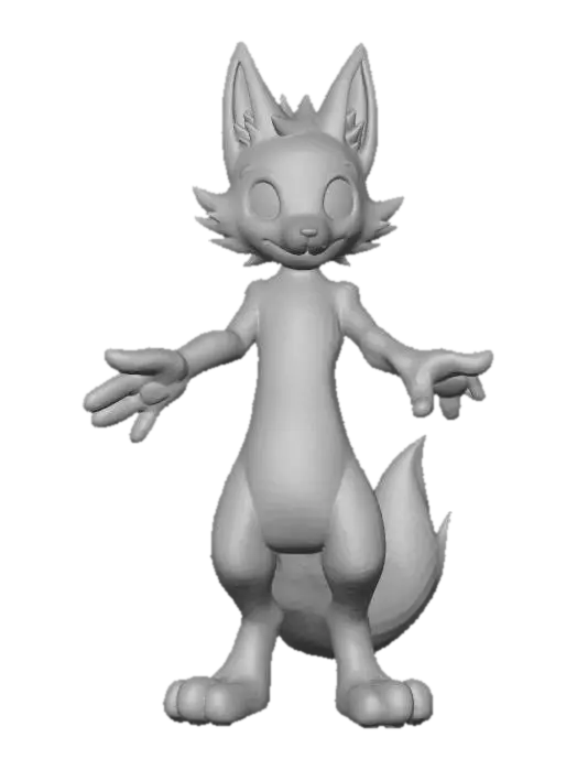3D model for A highly detailed Pokémon-style humanoid creature standing in a perfect T-pose. The design should combine fantasy and creature aesthetics with anime-inspired proportions. The creature should have smooth, organic shapes, expressive eyes, and a balanced mix of animal and humanoid traits. Include intricate textures such as scales, fur, or armor plating, depending on the creature’s theme. The anatomy should be realistic enough for animation, with clearly defined muscles and joints. Stylized lighting and color palette similar to official Pokémon character art. Full-body render, symmetrical, front-facing, OPEN MOUTH expression. Wolf Style Creature, Mystycal and royal.