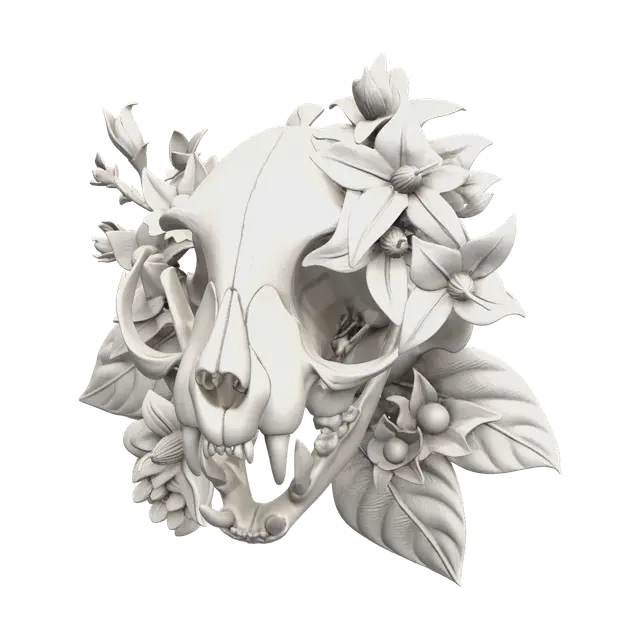Modern Cat Skull - Stl 3D model, vytvořený pomocí AI