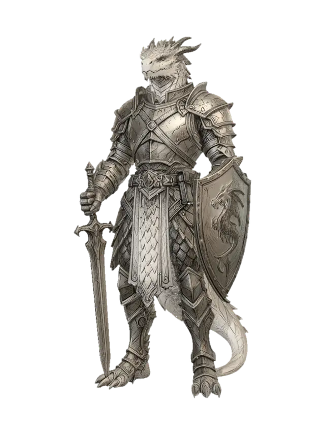 Dragonplate Warden - Armorset 3D model, vytvořený pomocí AI