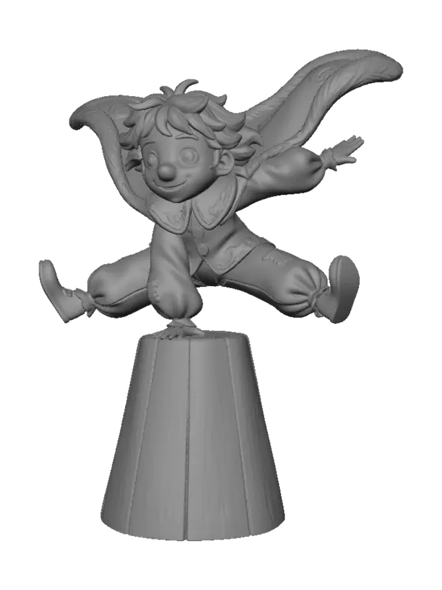 3D model for A studio ghibli style acrobatic clown from a travelling circus.