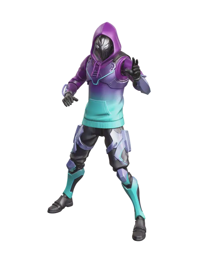 Fade Fortnite 3D model, vytvořený pomocí AI