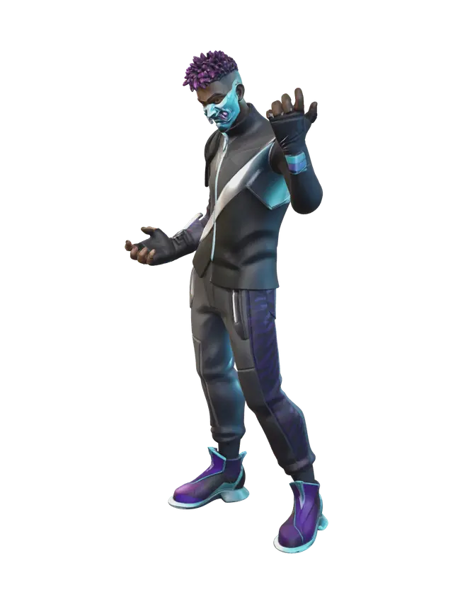 Stylized Fade Fortnite 3D model, vytvořený pomocí AI