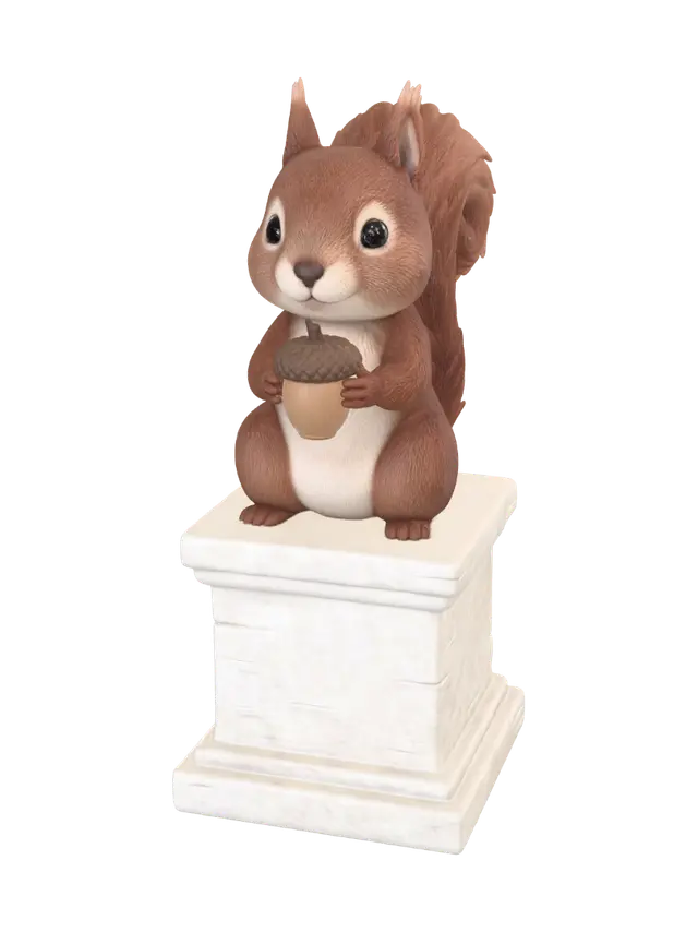 Using this squirrel chess piece image as reference, and matching the pedestal… 3D model, vytvořený pomocí AI
