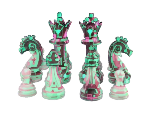 Neon Chess Royale 3D model, vytvořený pomocí AI