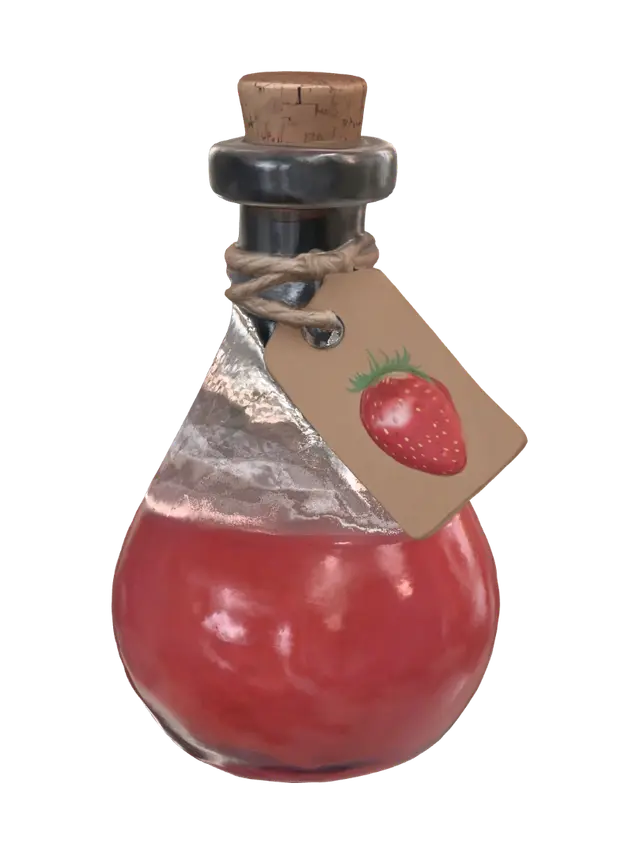 Strawberry Essence Bottle 3D model, vytvořený pomocí AI