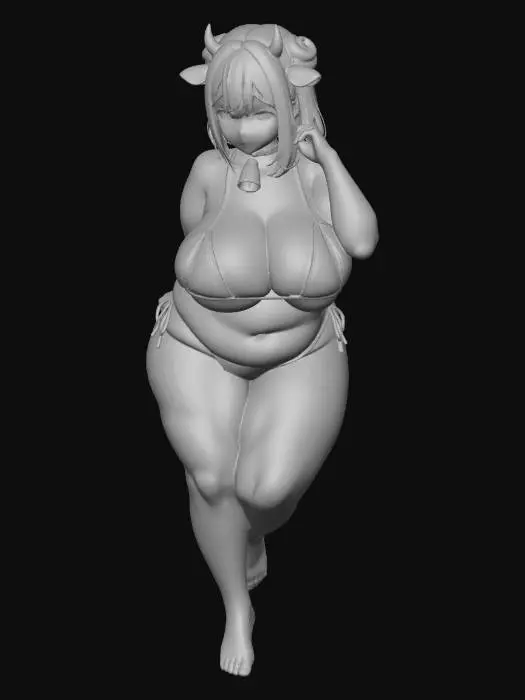 3D model for Cowgirl in a cow-print bikini