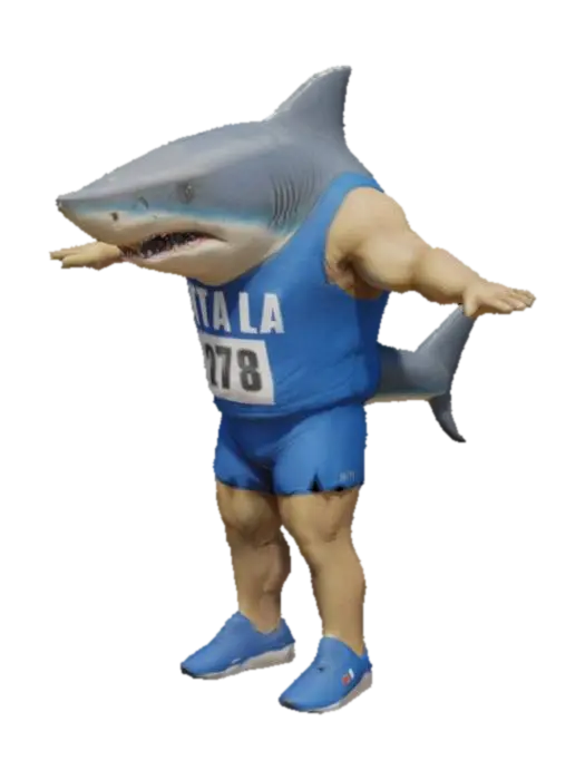 Shark Athlete 3D model, vytvořený pomocí AI