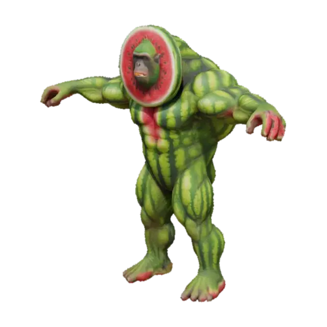 Melon Kong - Gorilla 3D model, vytvořený pomocí AI
