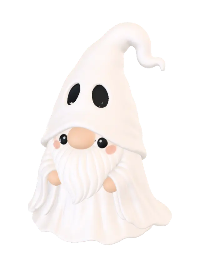 Ghost Costume Gnome /Geister-Gnom im Spukkostüm 3d Printable - Spuk 3D model, vytvořený pomocí AI