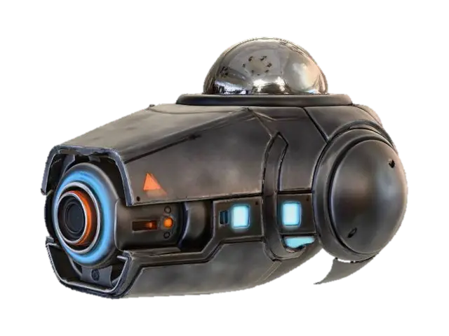 Ultra-realistic sci-fi security turret module. GLACIES 3D model, vytvořený pomocí AI
