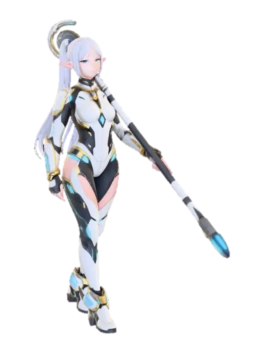 Far-future Frieren - Pretty 3D model, vytvořený pomocí AI
