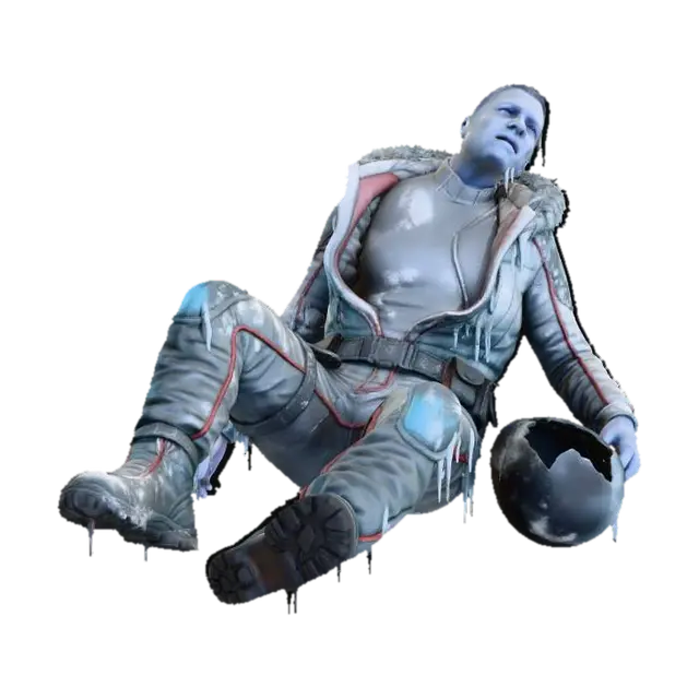 Sci-fi Science Officer, hypothermia victim. GLACIES 3D model, vytvořený pomocí AI