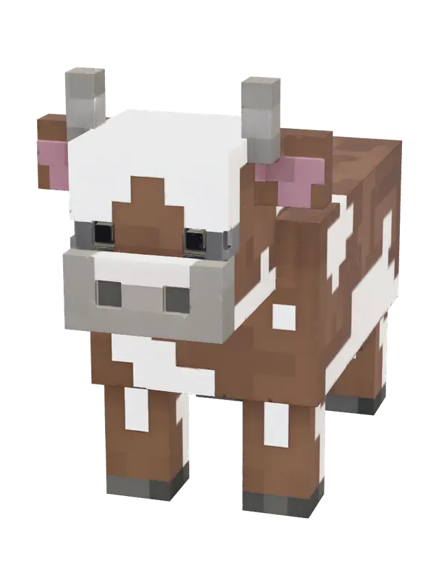 Minecraft Cow - Gameprop 3D model, vytvořený pomocí AI