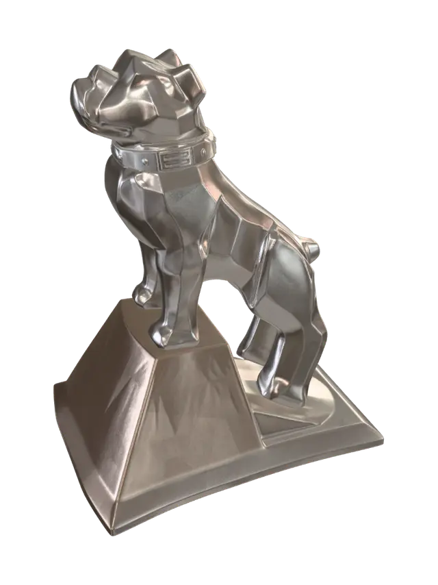 Bulldog Hood Ornament 3D model, vytvořený pomocí AI