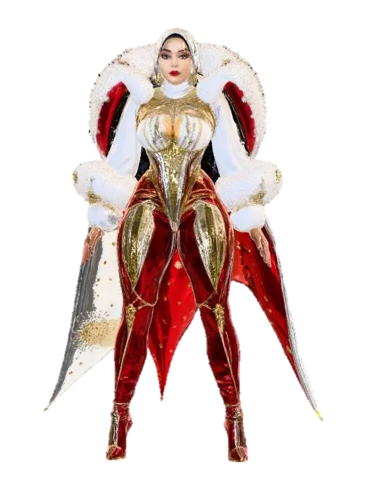 Christmas Hijab Fashion , #Christmas2025# - Modest 3D model, vytvořený pomocí AI