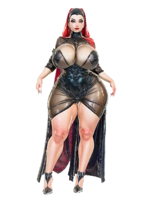 Busty Hijab sheer Dress - Modest 3D model, vytvořený pomocí AI