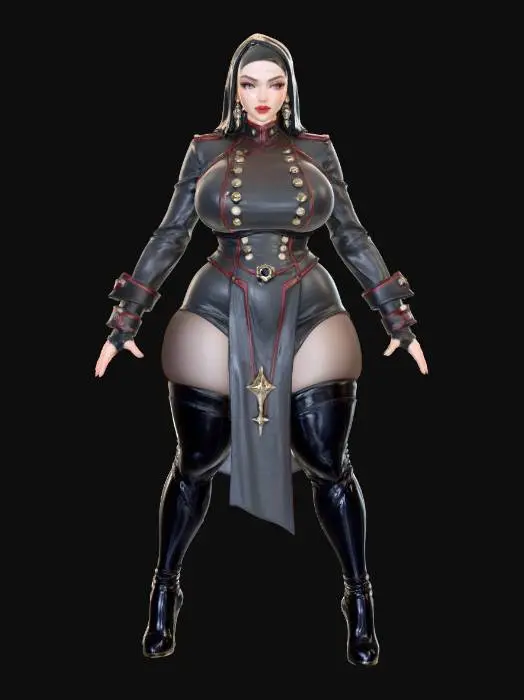 3D model for Steampunk Hijab Military Commander
