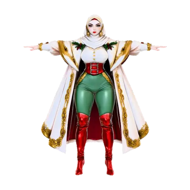 Hijab Regal Elegance, #Christmas2025# - Modest 3D model, vytvořený pomocí AI