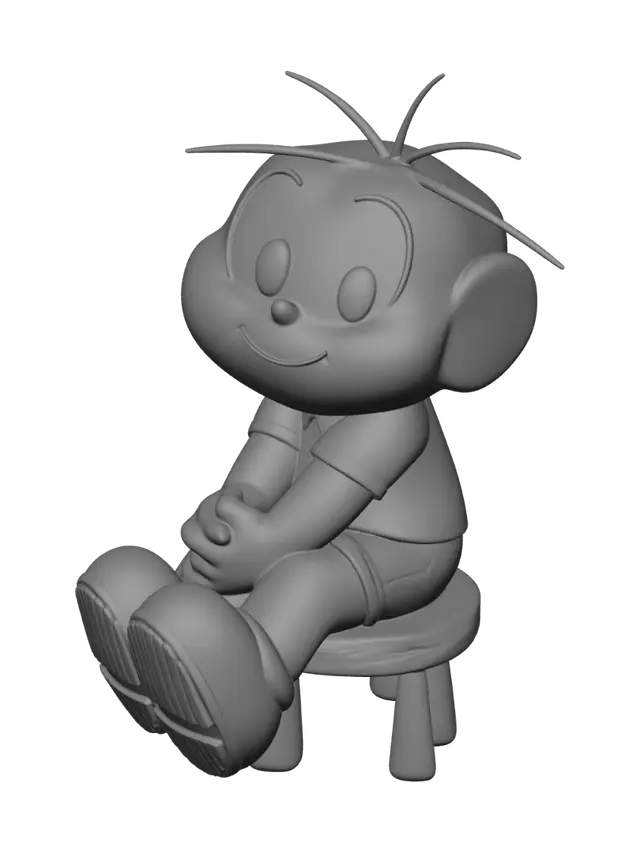 3D model for Joyful Cartoon Kid on a Stool
