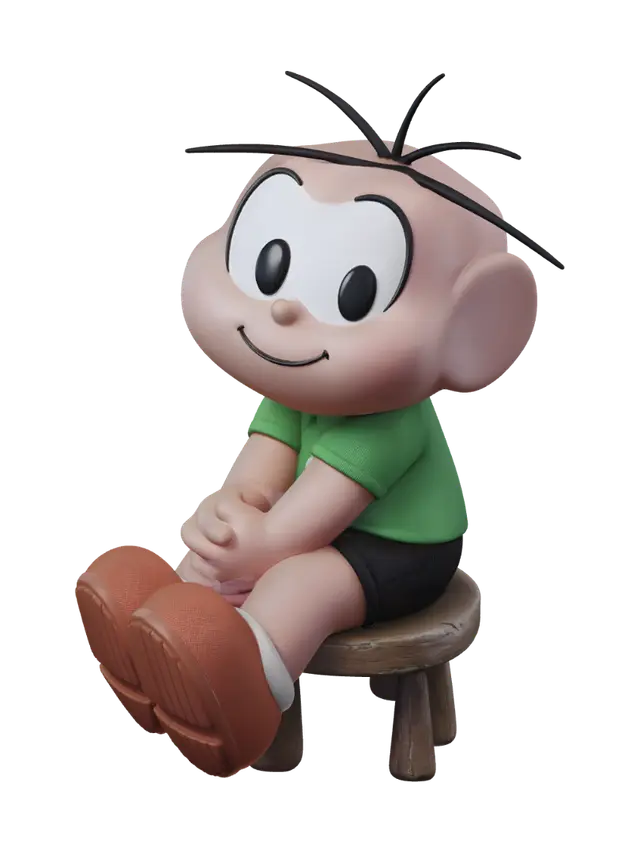 3D model for Joyful Cartoon Kid on a Stool