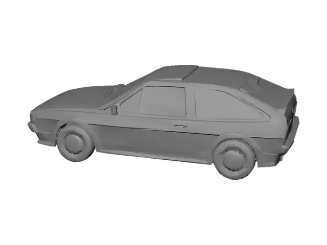 3D model for Blue Volkswagen Scirocco Mk2 on a country road