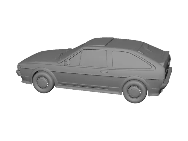 3D model for Blue Volkswagen Scirocco Mk2 on a country road