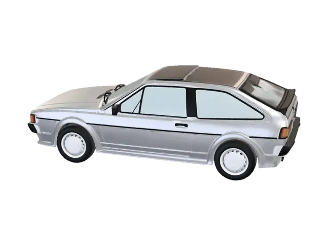 3D model for Blue Volkswagen Scirocco Mk2 on a country road