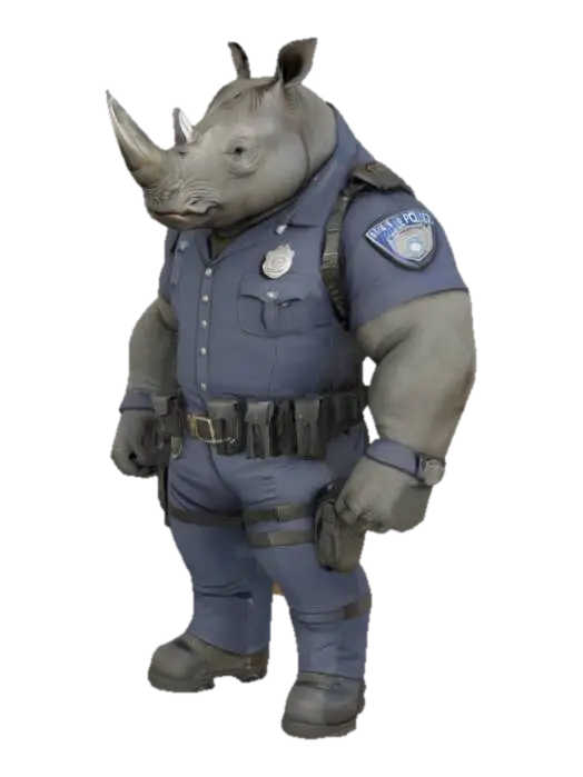 Modello 3D Rhino Enforcer - Cop, generato dall’IA