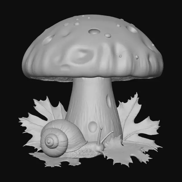 3D model for Snail Under the Mushroom
