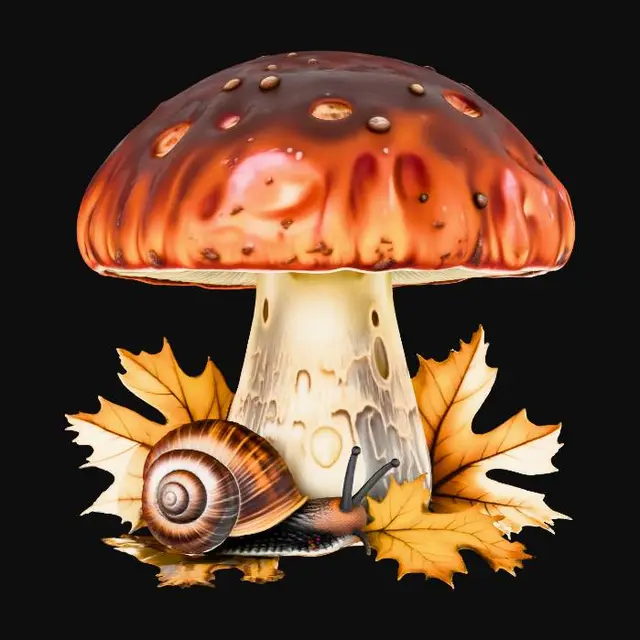 3D model for Snail Under the Mushroom