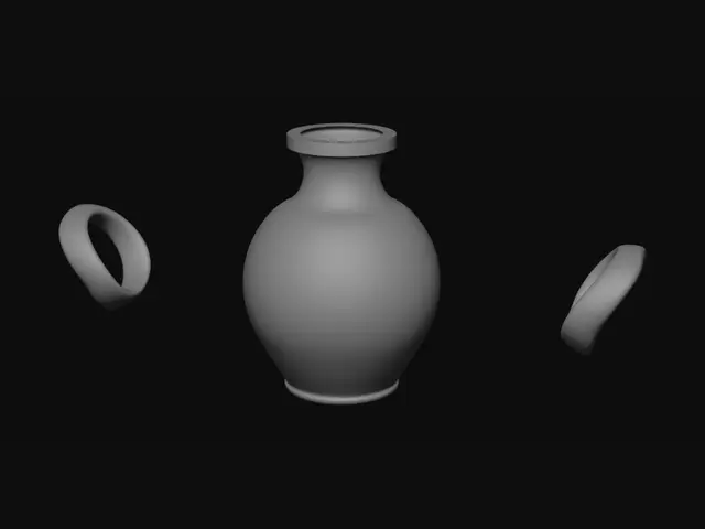 3D model for Clay Vase on Wooden Table