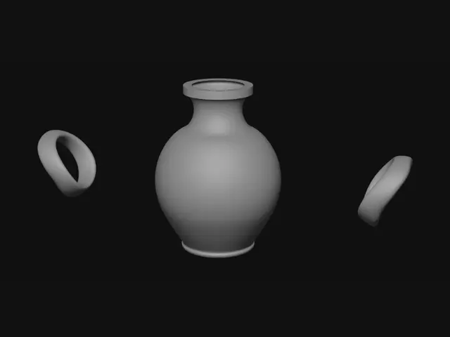 3D model for Clay Vase on Wooden Table