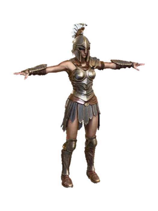 Spartan Female Warrior 3D model, vytvořený pomocí AI