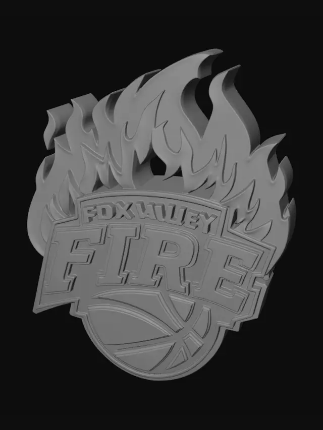 3D model for Fox Valley Fire Flaming Basketball Logo