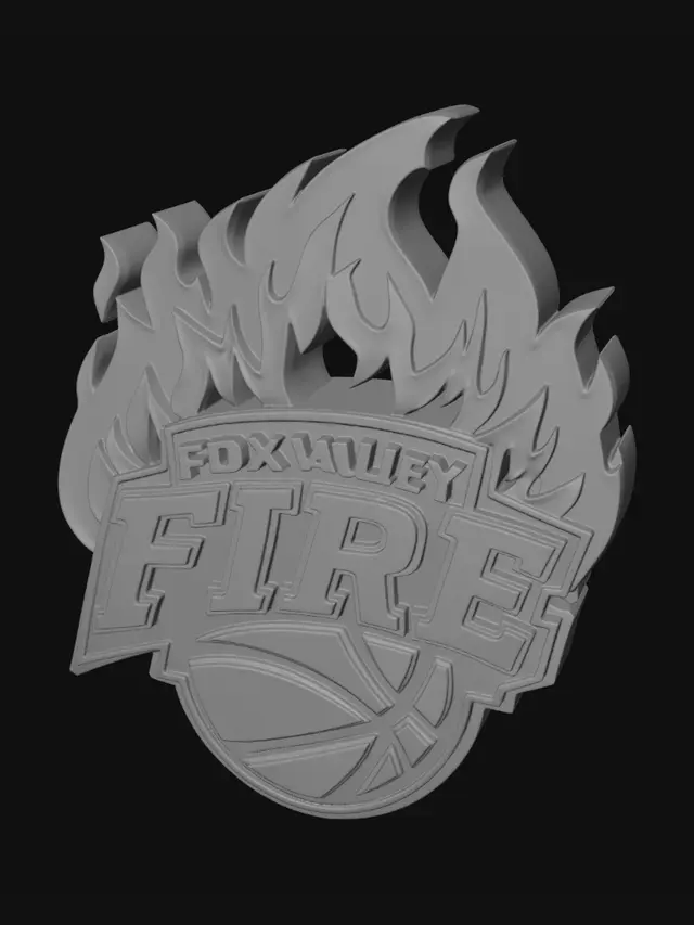 3D model for Fox Valley Fire Flaming Basketball Logo