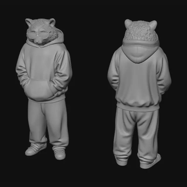 3D model for Hoodie-Clad Raccoon