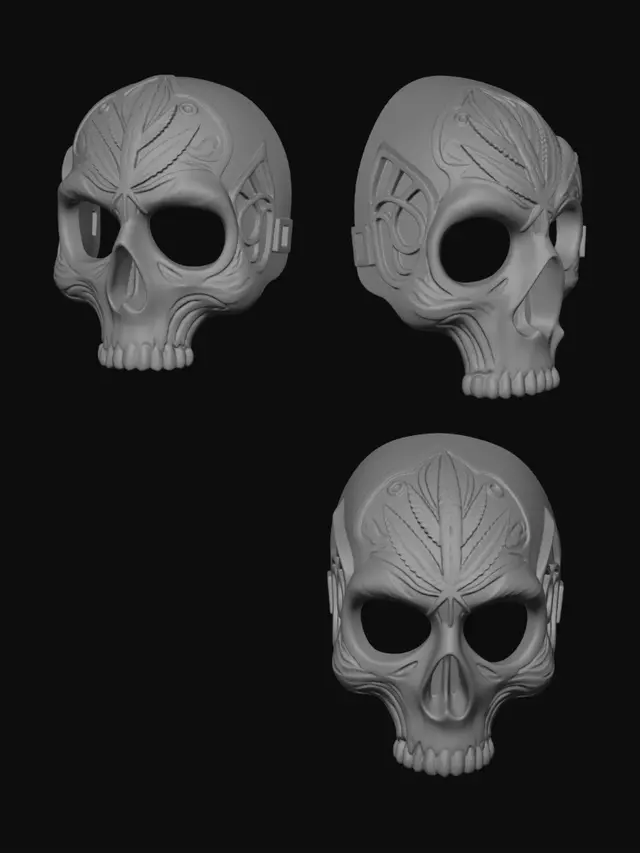 3D model for Red Cannabis Skull Mask 3D Printing Specification Sheet