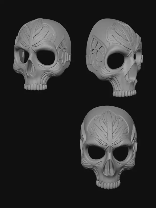3D model for Red Cannabis Skull Mask 3D Printing Specification Sheet