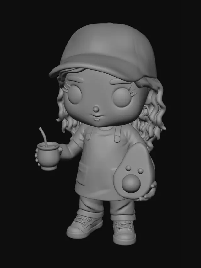 3D model for Avocado Barista Chibi