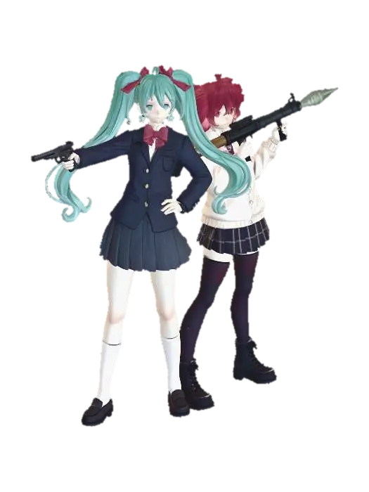 POV incoming Zombie OutBreak (this model againn) - Vocaloid 3D model, vytvořený pomocí AI