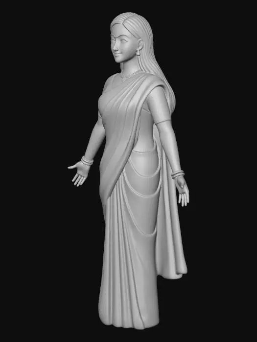 3D model for Graceful Blue Saree