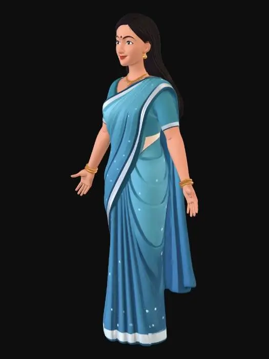 3D model for Graceful Blue Saree
