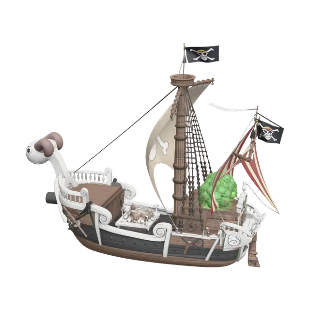 Realistic One Piece Ship - Sailing 3D model, vytvořený pomocí AI
