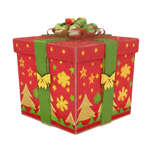 #ChristmasAdventure#, Festive Gift Box - Present 3D model, vytvořený pomocí AI